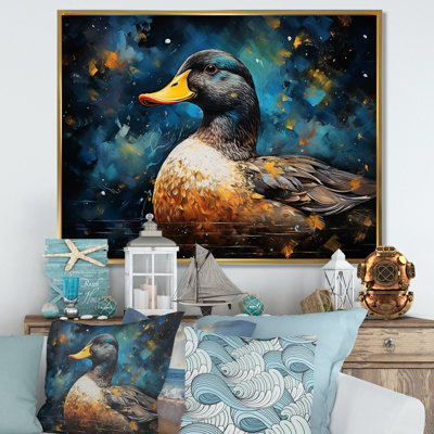 Baroque Blue Duck Elegance I - Duck Animal Wall Art
