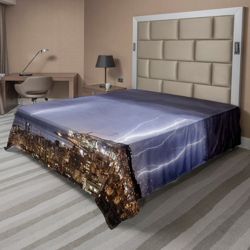 Multicolore Ambesonne, Drap plat pour très grand lit californien