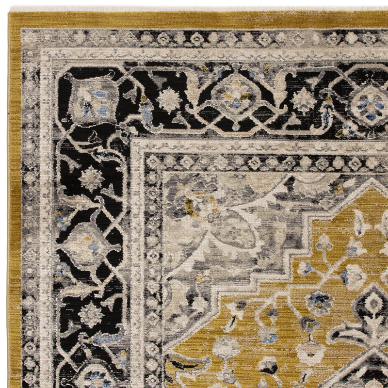 Bernell Persian Medallion Black/Gold Area Rug, Rectangle 160 x 240cm