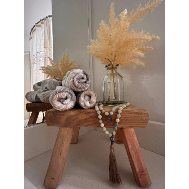 Tabouret d'appoint en bois massif Abhirup