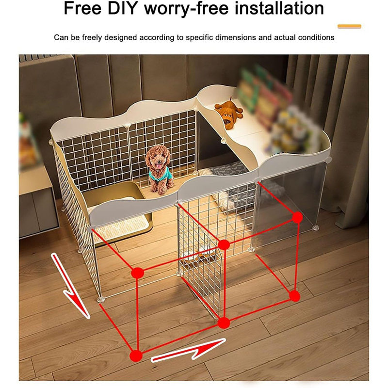 Pet Playpen with Storage Shelf – Play Area for Pets with Storage, Foldable and Portable, 22.44" H x 57.87" W x 29.53" D
