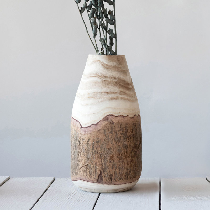 Kelly Wood Table Vase, 12.5"