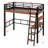 Metal Loft Bed Frame With LED And Storage Shelf, Loft Bed With Built-In Desk-215499769
