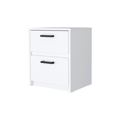 Modern 2 Nightstand In White For Bedroom - Sleek And Practical Furnishing Offer A Storage Solution