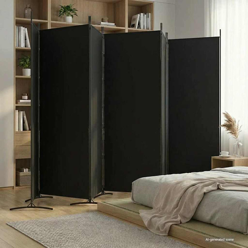 Paravent 6 panneaux 6 panneaux noir, Black