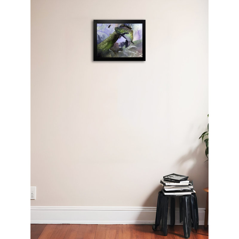 «Trout Fly», reproduction de peinture à l'aquarelle, H 16 po x l 20 po x P 1 po, Cadre photo noir, Pas de tapis