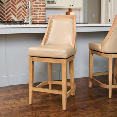 Maven Lane Vienna Swivel Stool with Faux Leather Upholstery