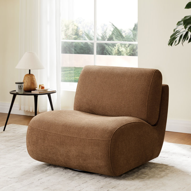 Fauteuil d'appoint pivotant 33 po Nita, Lin élite chameau