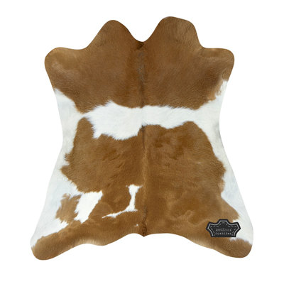 Cuir de veau brun et blanc 3 pi x 2 pi - 100% cuir véritable - Accent de luxe naturel bohème-chic