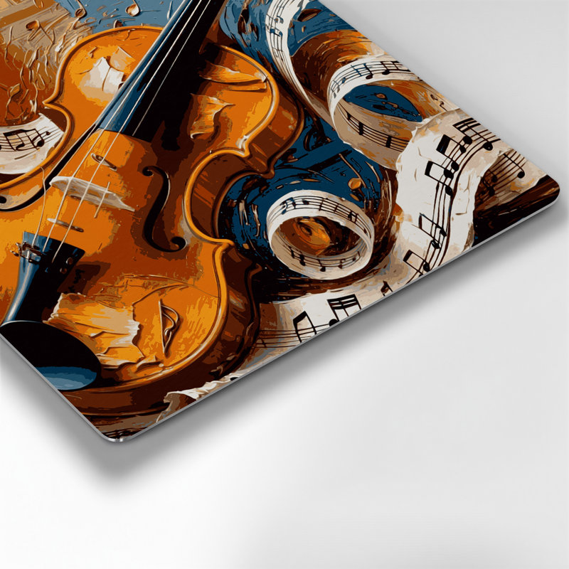 «Music Violin», art mural en métal noir, H 16 po x l 16 po