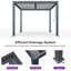Pergola d'extérieur en aluminium mauve l 20 pi x P 10 po avec toit ajustable-122720958