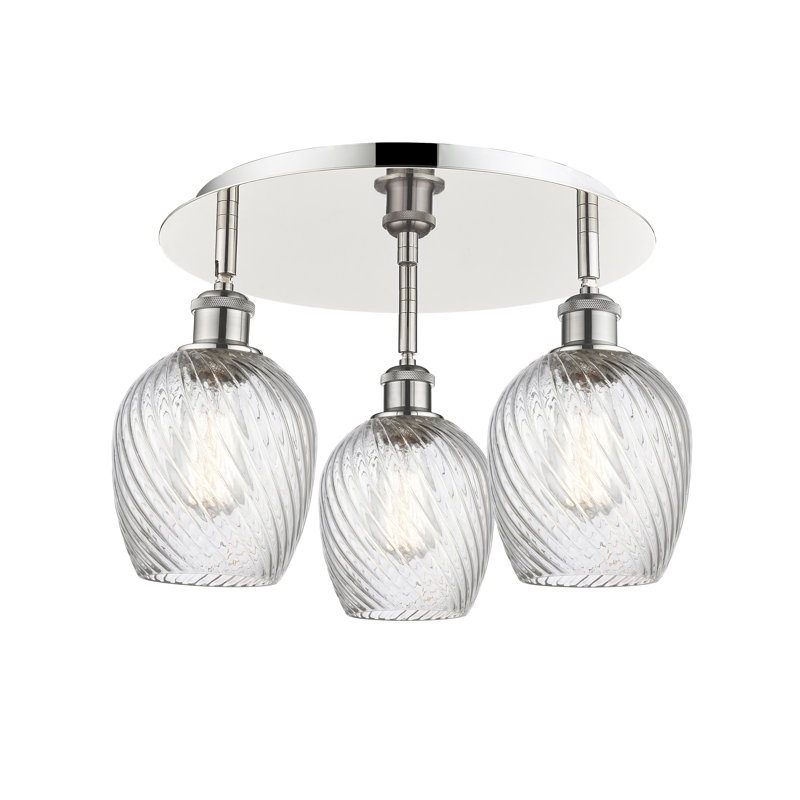 Plafonnier encastré 3 lumières 17 po Beka, Nickel poli