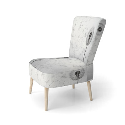 Minimalims Dandelion Natures Fragility I - Chaise d'appoint rembourrée scandinave, chaise d'appoint grise