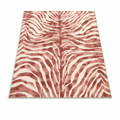Modern Zebra Striped Area Rug, Machine Washable Non-Slip Low-Pile Navy Blue Animal Print Rug, Contemporary Stripe Carpet for Living Room Bedroom
