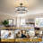 28" Caged Ceiling Fan with Light, 5 E26 Sockets, Quiet DC Motor, Remote Control