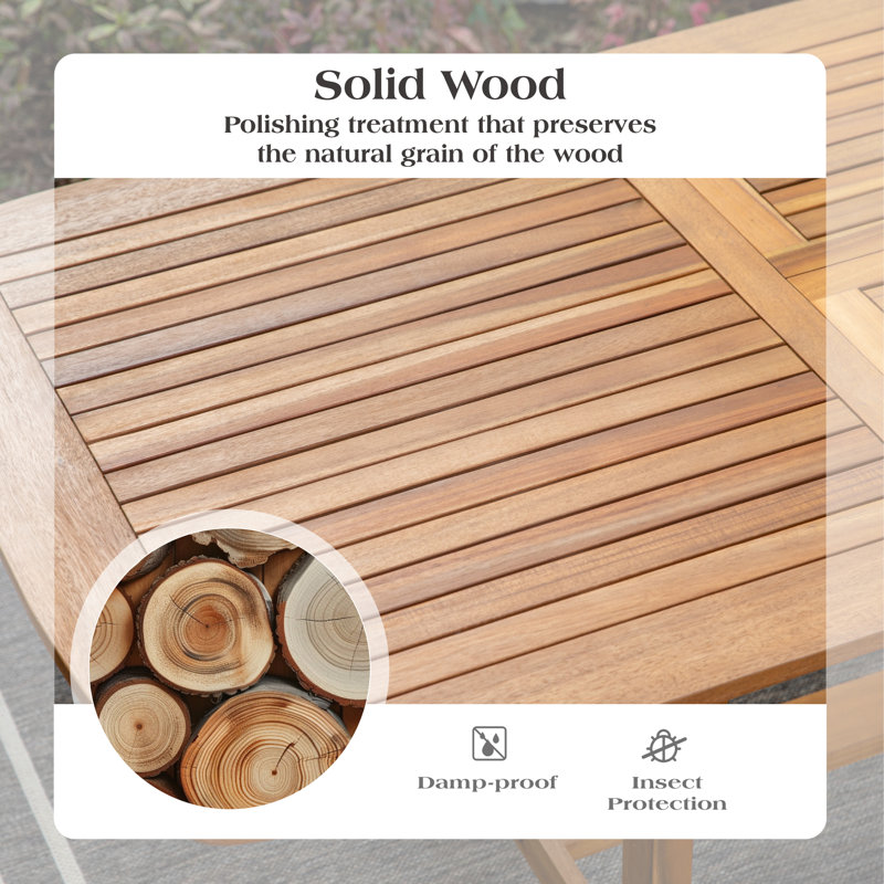 Tameyah Rectangular Acacia Solid Wood Extendable Outdoor Dining Table Yes , 94.5 " W 35.45 " D