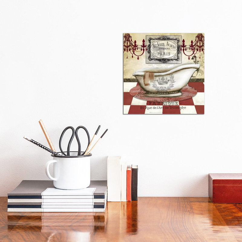 Red French Bath II by Tre Sorelle Studios - Wrapped Canvas Painting, 30.48 cm H x 30.48 cm W