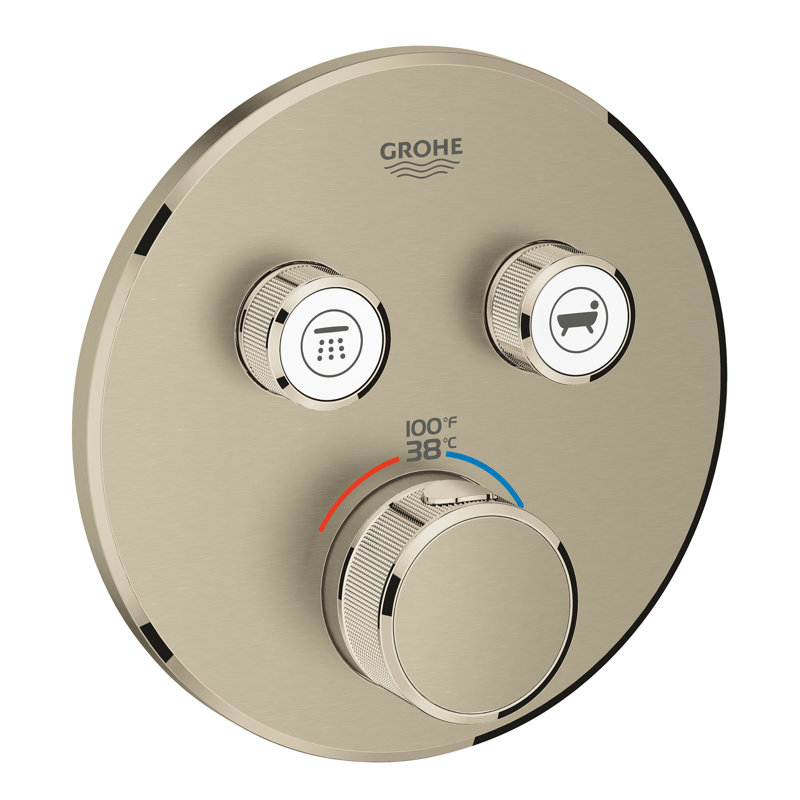 Garniture de robinet thermostatique de douche à deux fonctions Grohtherm SmartControl GROHE, Nickel brossé Infinity