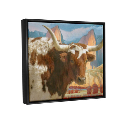Paysage de ferme de bovins Longhorn - impression