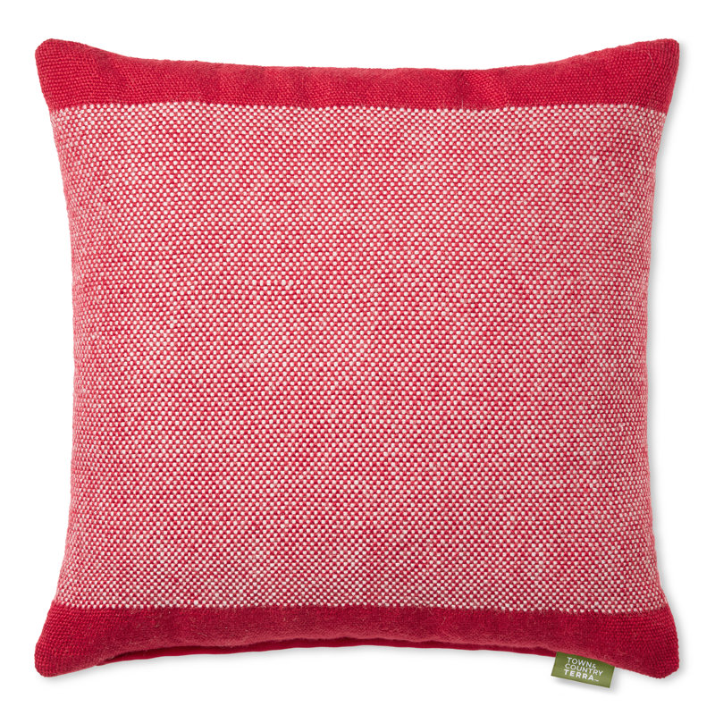 TOWN & COUNTRY TERRA Alara Solid Border Indoor Outdoor Decorative Pillow, Red/Ivory, Rectangle 14"H x 20"W