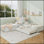 Lit simple en L avec lit gigogne et tiroir en forme de L, lit plateforme en coin bas 3-en-1 avec bureau intégré et éclairage vers le bas à DEL, blanc