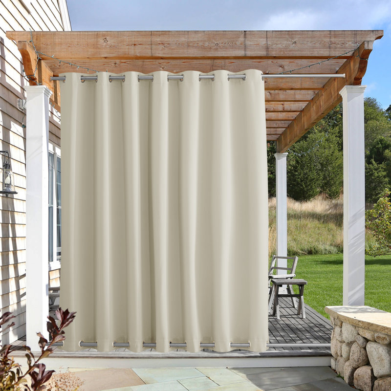 Blackout Outdoor Curtains for Patio Waterproof Top & Bottom Grommet Privacy Drapes, Set of 2, 52" W x 84" L, Beige