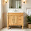 Ensemble de meuble-lavabo simple autoportant 30 po avec structure en bois massif et 3 tiroirs fonctionnels-2069816965