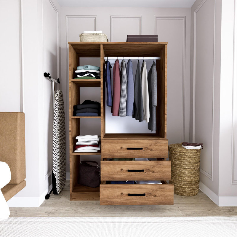 Élégante garde-robe avec de nombreuses tablettes, couleur pin atlantique, 35,4 x 68,9 x 18,5 pouces | 100% panneau de particules enduit de mélamine, épaisseur: 0,7 pouce | Conception murale, solution de rangement rustique et fonctionnelle pour espaces modernes
