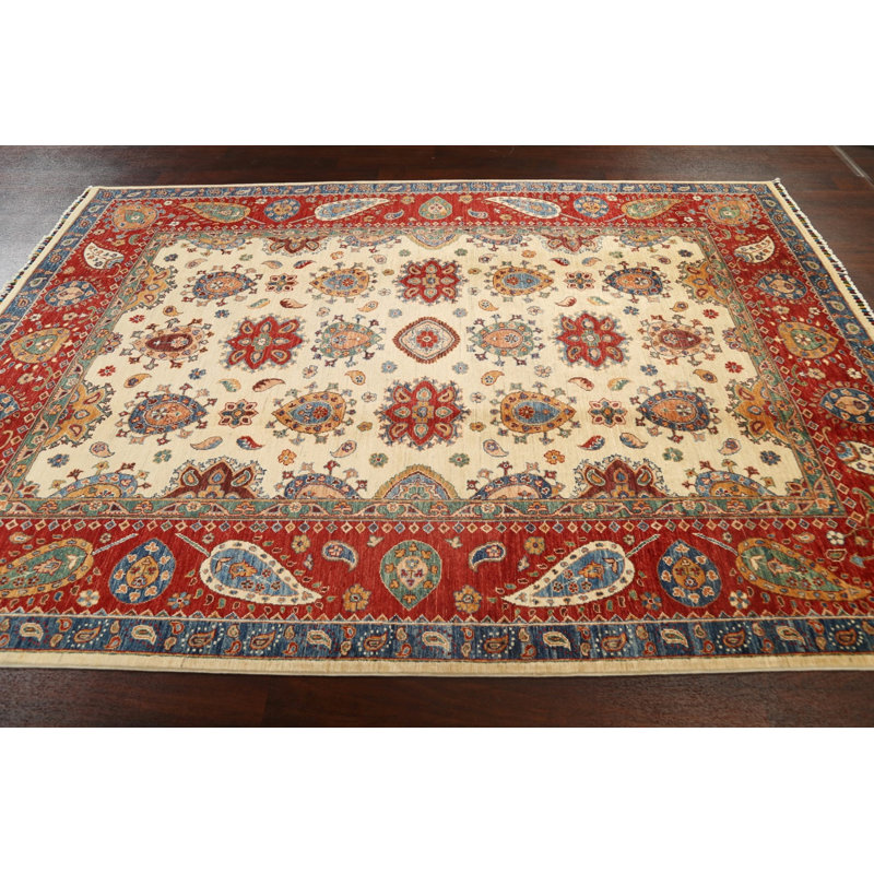 Tapis oriental floral Kazak noué à la main 7 x 10