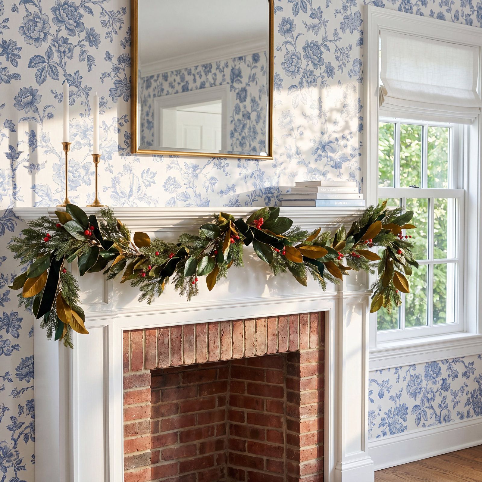 The Holiday Aisle® 9 ft. Magnolia Mix Pine Garland with LED Lights and Bows