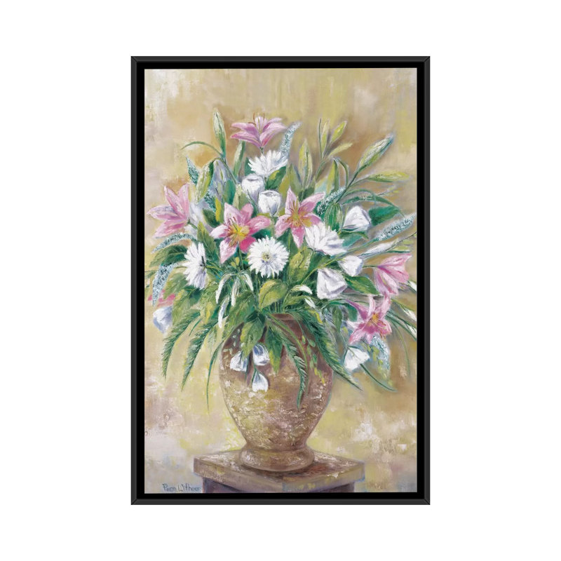 «  "fragrant" floral », reproduction sur toile, H 26 po x l 18 po x P 1,5 po, Toile avec cadre noir, Pas de tapis