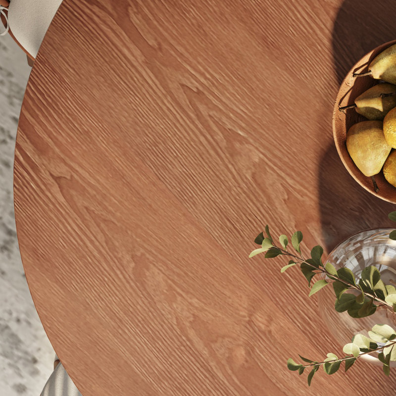 Round Small Dining Table - Farmhouse Solid Wood 37" Table For 2/4 People, 29.52" H x 39.37" W x 21.65" D, Brown