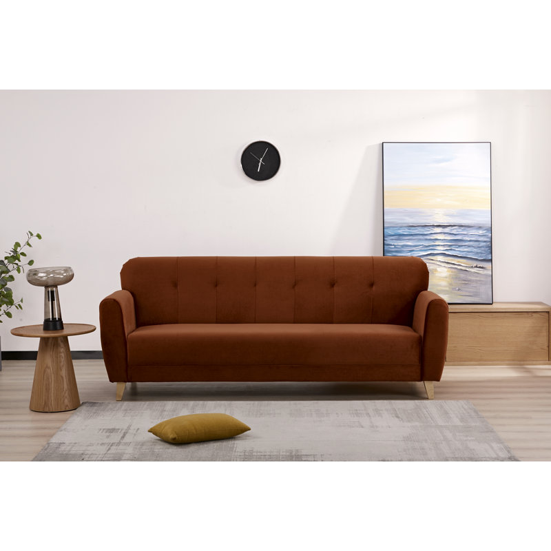 Anrey 3 Seater Velvet Sofa Bed, Brown
