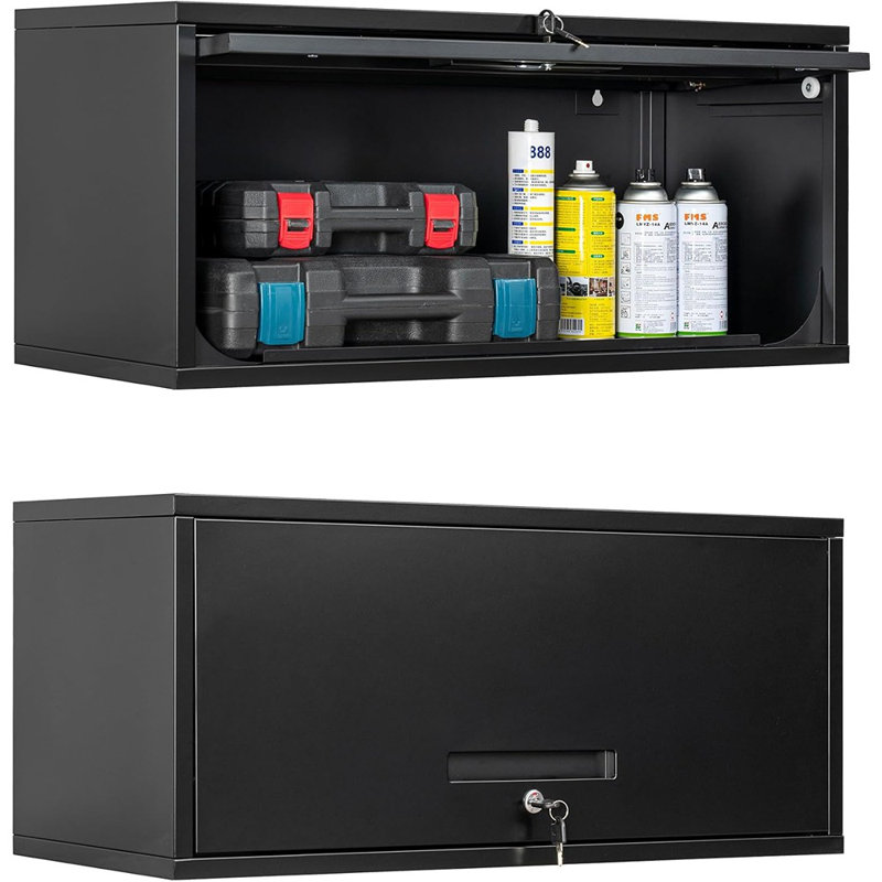 Armoire de garage en métal avec portes, armoire de rangement murale, armoire à outils flottante pour sous-sol, cuisine, entrepôt 