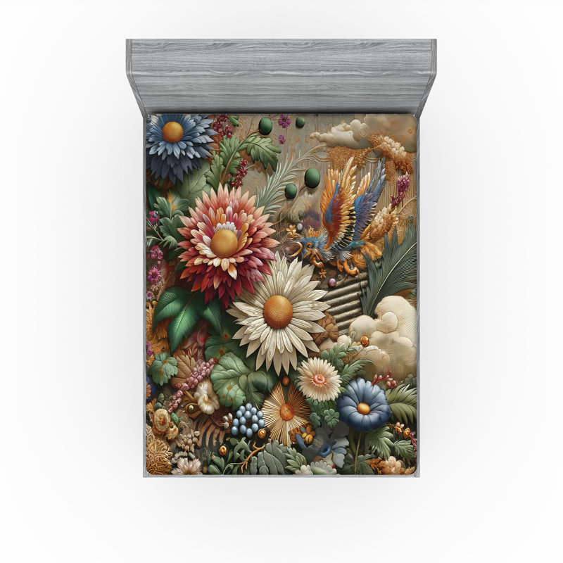 Microfiber Floral Fitted Sheet, King