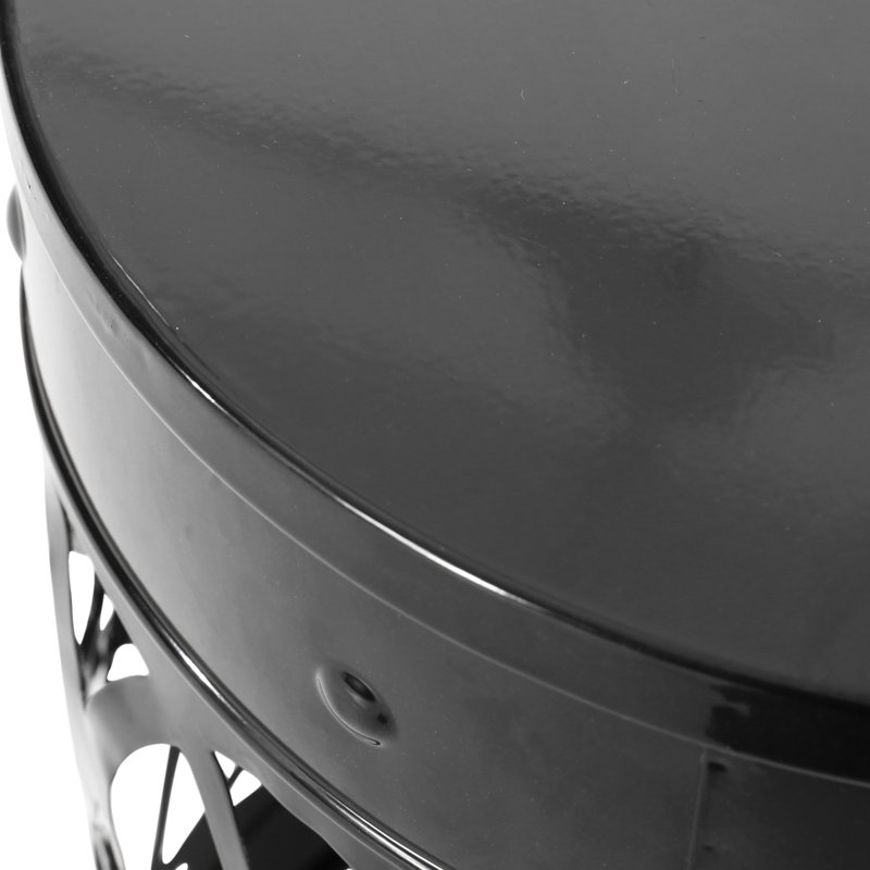 Modern Outdoor Iron End Table - Black Metal Side With Powder-Coated Frame, No Assembly Needed Cut Design For Patio, Black