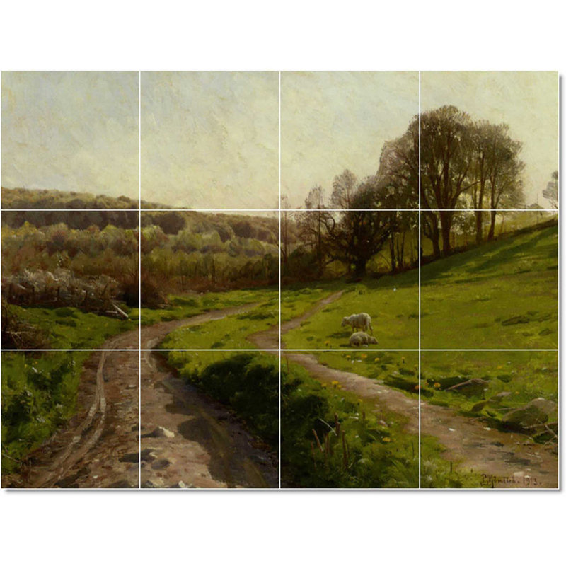 Carreau de céramique décorative 24 po x 18 po 6 po x 6 po, Paysage de Peder Mork Monsted W22815