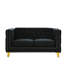 Canapé en velours pour la chambre à coucher: accoudoirs carrés, boutons, pieds en métal, canapé de salon de style moderne noir: velours, confort des pieds-352440289-352440291-352440295