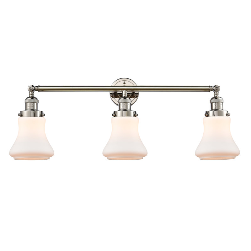Edda 3 - Light Dimmable Vanity Light, 60 Watt Vintage Incandescent Bulb, Brushed Satin Nickel, Matte White