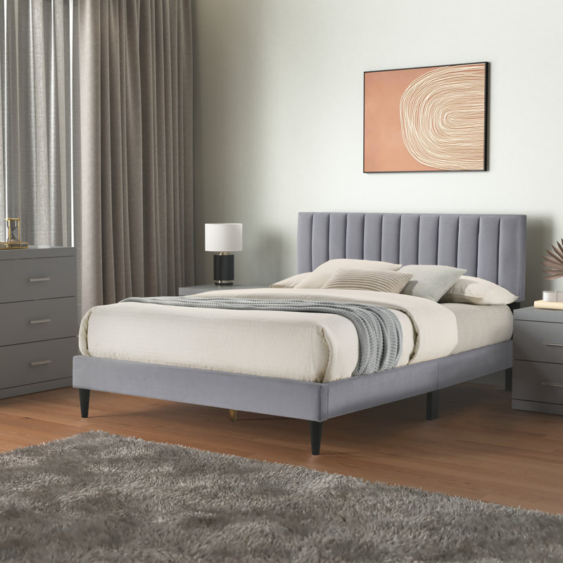  Newry Upholstered Double Bed, Grey