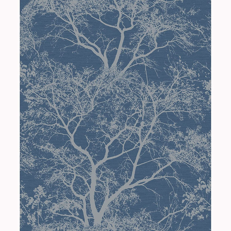 George 10.05m x 53cm Textured Metallic Finish Wallpaper Roll, Blue