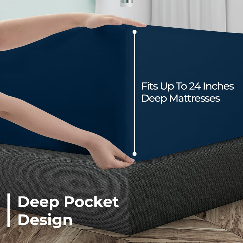 Royale Linens Extra Deep Pocket Only | Size Deep Pocket | Fits 18 inch to 24 inch Thick Mattress | Soft & Breathable Elastic Sheets