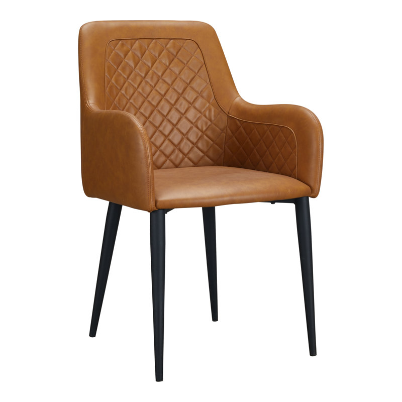 Enderlin Tufted Faux Leather Upholstered Metal Armchair, Tawny