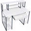 Bureau, bureau avec tablettes ouvertes et huche-685492052