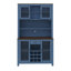 Armoire de cuisine 70,9 po bleu marine avec lumières DEL et prises de courant, buffet de style campagnard avec support à vin et porte-verre-1069163976