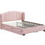 Lit plateforme tapissier avec tête de lit à oreilles de couleur rose - aucun sommier requis, 2 tiroirs et lit gigogne simple pour une chambre à coucher élégante-1575281302