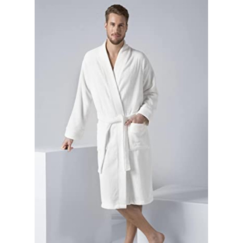 Peignoir de luxe SEYANTE pour homme - Kimono en coton éponge turc biologique certifié GOTS, TTG, Blanc