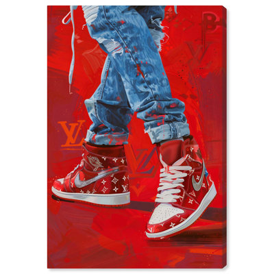 Bold Red Glam Sneakers Canvas by Art Remedy