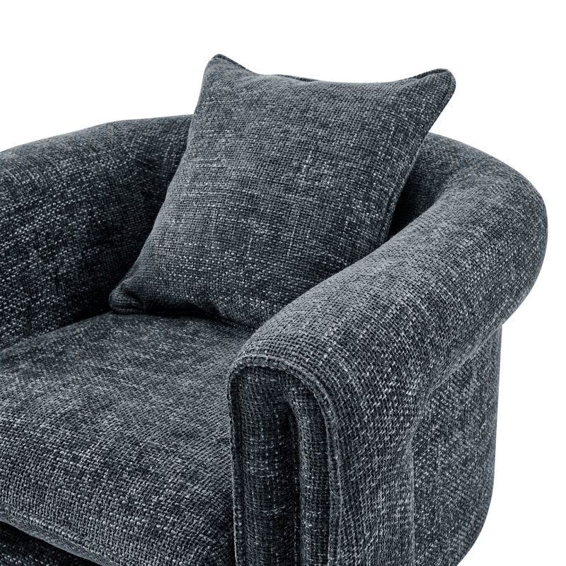 Jalesa Upholstered Barrel Chair, Black Polyester, Black