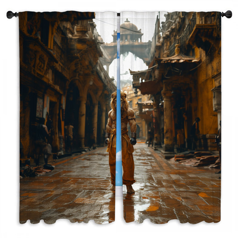 Rideaux de fenêtre Lion Warrior - 2 panneaux, L 40 po x L 52 po